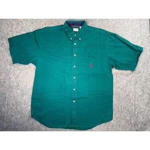 Bugle Boy Company Mens XL Green Short Sleeve Button Down Cotton Crest Shirt